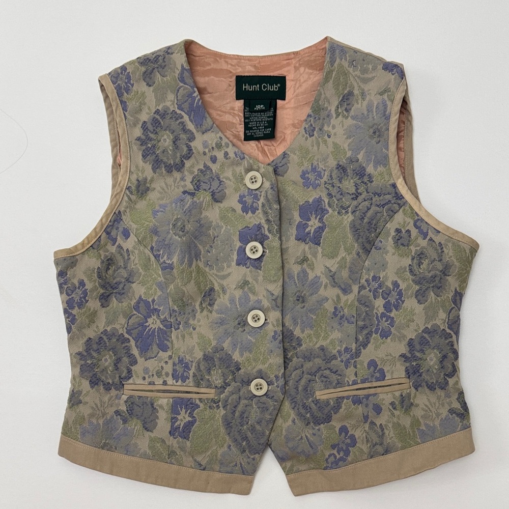 Hunt Club Floral Patterned Vest in Blue and Green